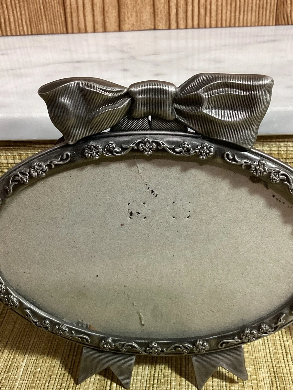 Ornate Silver-Tone Decorative Photo Frames - Bow Accent